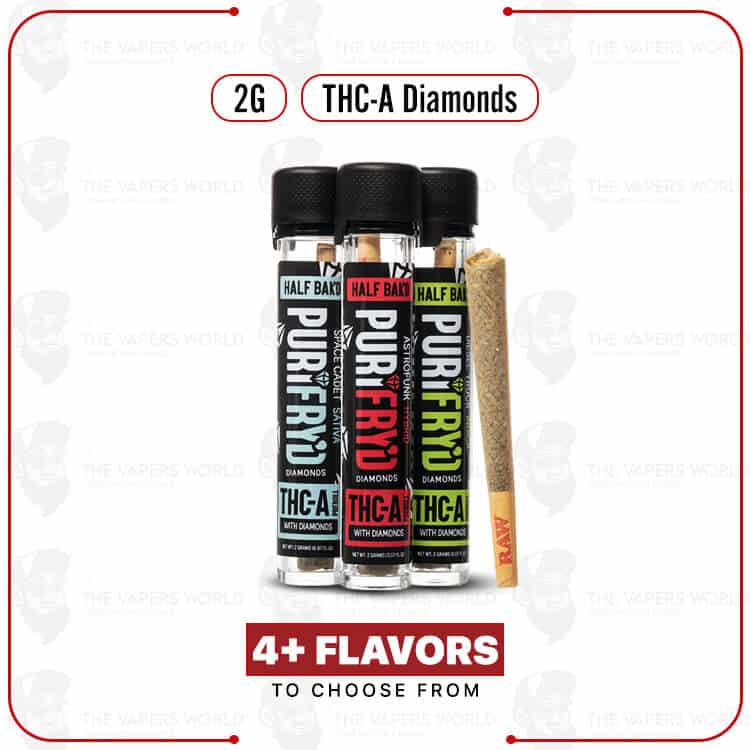 Half Bak’d Purifry’D THC-A Diamonds Pre Rolls – 2G