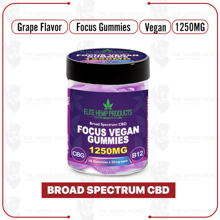 Elite Hemp – CBD Vegan Gummies 1250mg Focus