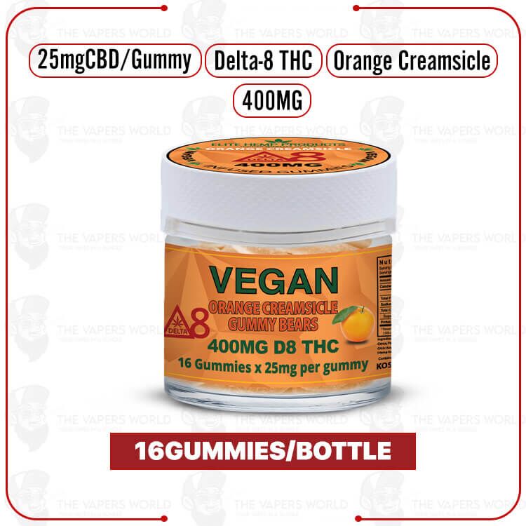 Elite Hemp – Delta 8 Vegan Gummies 400mg Orange Creamsicle