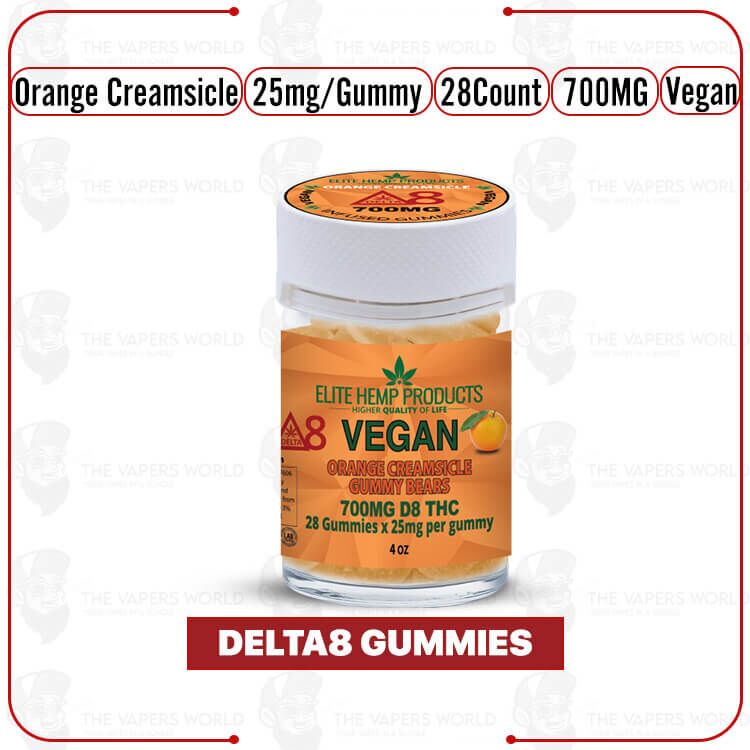 Elite Hemp – Delta 8 Vegan Gummies 700mg Orange Creamsicle