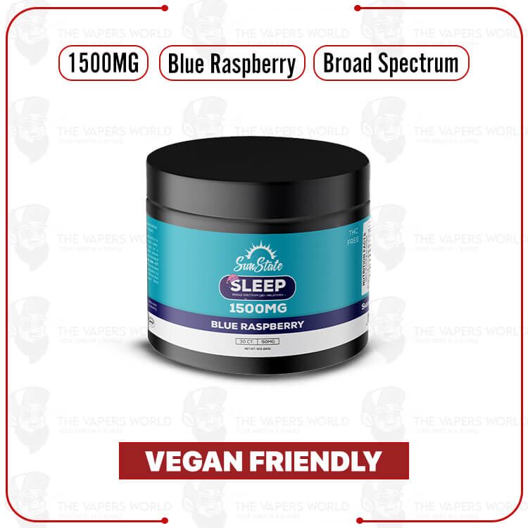 Sun State Hemp Deep Sleep CBD Gummies Blue Raspberry – 1500mg