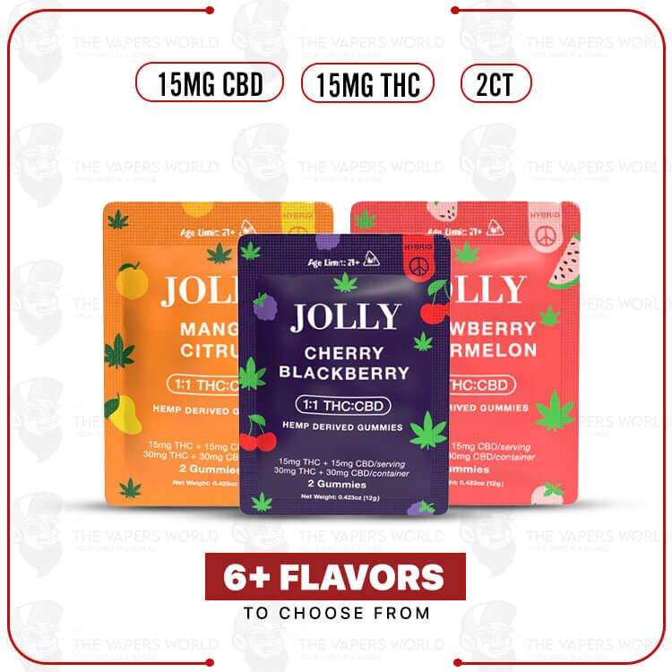 Jolly 1:1 D9 THC: CBD Gummies – 15MG – 2CT/PK