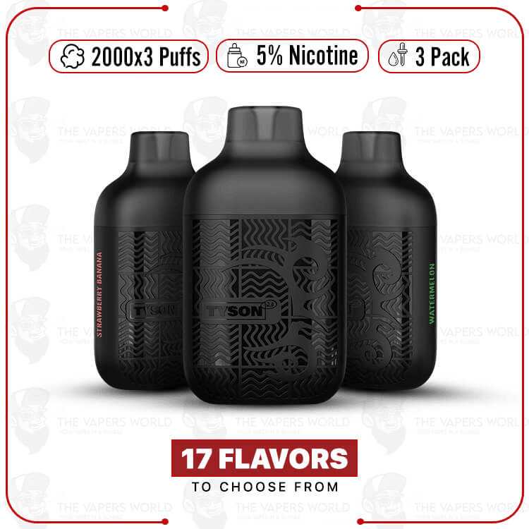 Tyson 2.0 Lightweight Disposable 2000×3 Puffs – 3pk