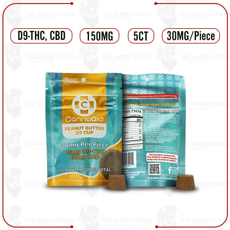 CannaAid D9/THC 150MG Peanut Butter Cup Bag